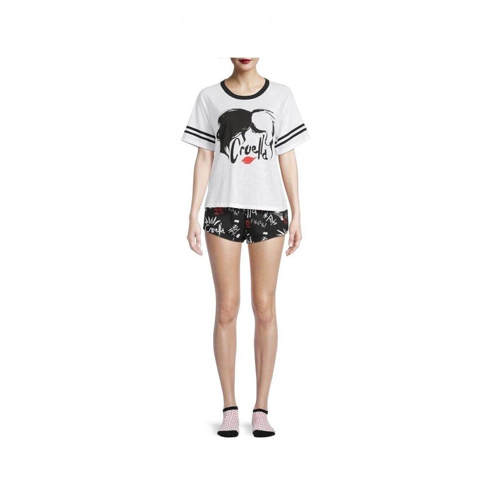 Disney Cruella Short Sleeve T-Shirt Sleep Shorts Socks 3 Piece Set Size XS (0-2)